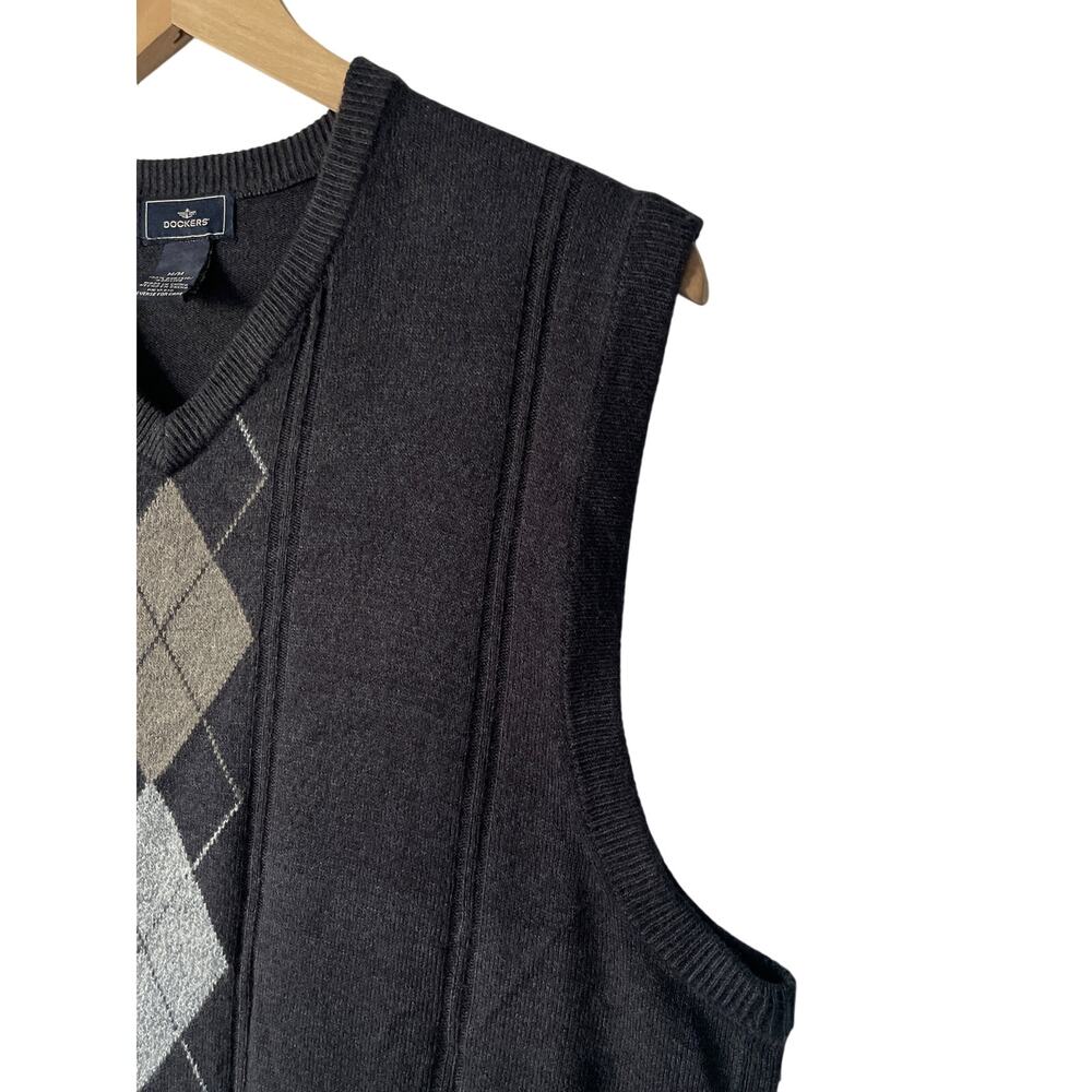 Dockers Mens Sweater Vest Argyle Preppy Navy Academia Pullover Size Medium - Picture 4 of 9